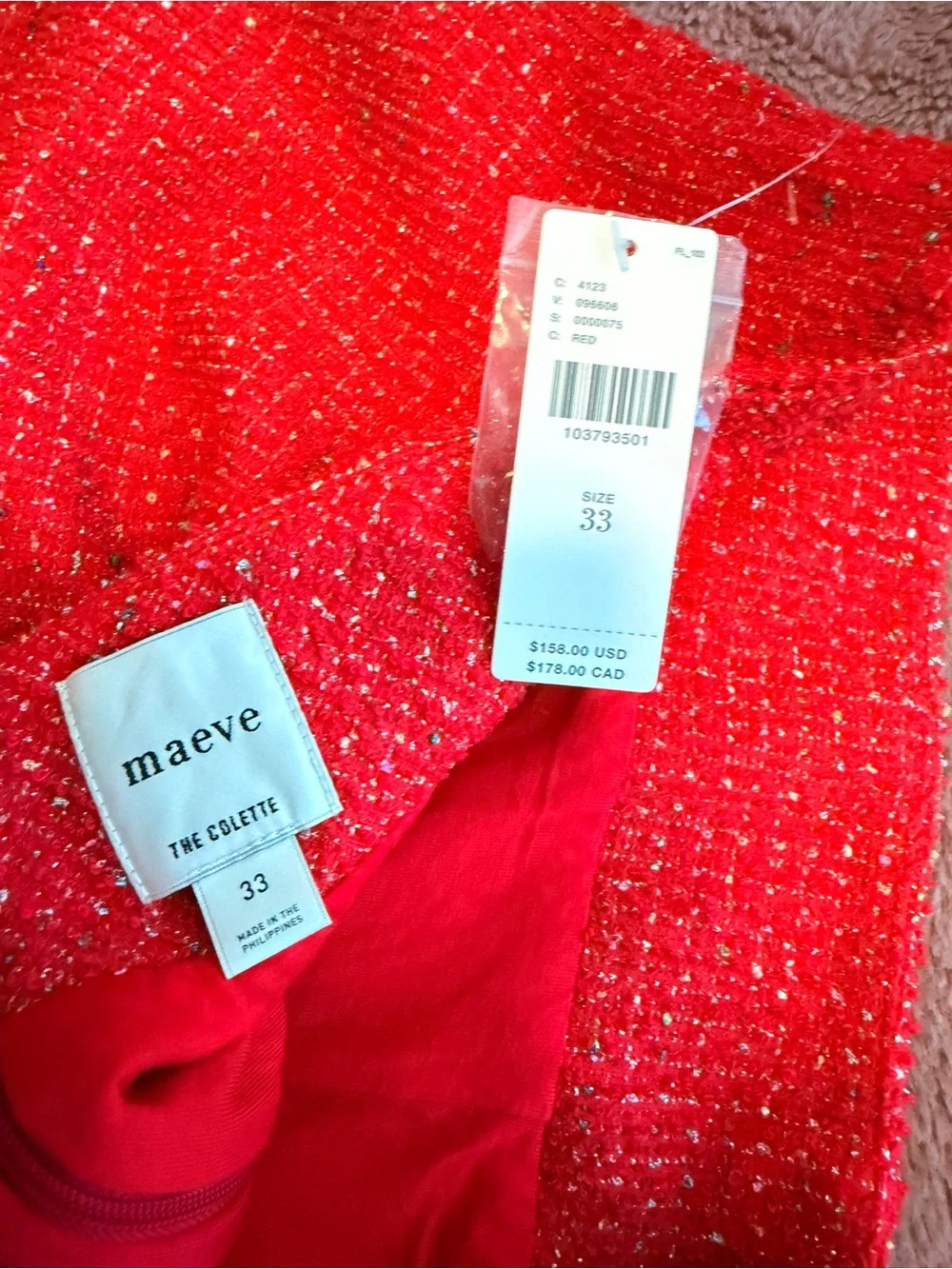 Women Red Knit Two-Piece Set - Strapless top and cropped pants Brand: maeve
